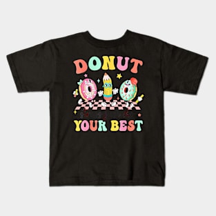 Groovy Donut Stress Best Test Day Teachers Kids Kids T-Shirt